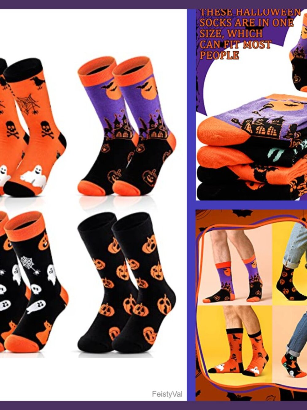 Halloween Fuzzy Socks 4 Pairs Ghost Pumpkin Spider One Size